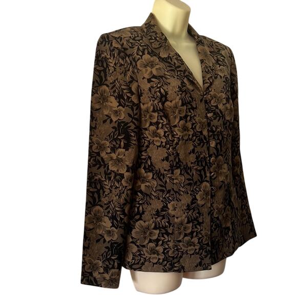 Teddi Vintage Floral Print Blazer Suit Jacket Woman Size 6 Unlined Shoulder Pads - Picture 2 of 9